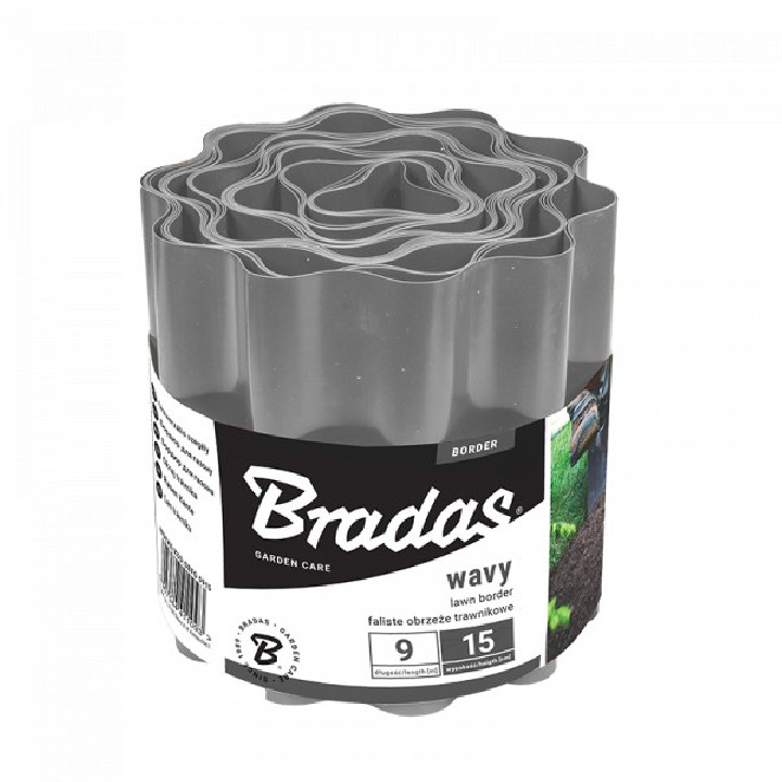 Bordura de gazon gri 20 cm x 9 m PE