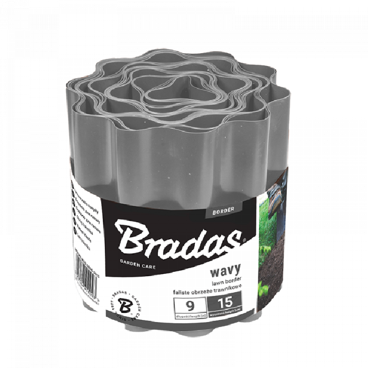 Bordura de gazon gri 25 cm x 9 m PE
