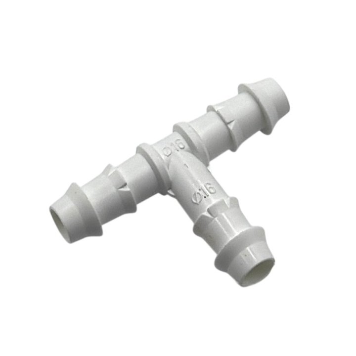 Fiting T cu nervuri 16mm (alb)