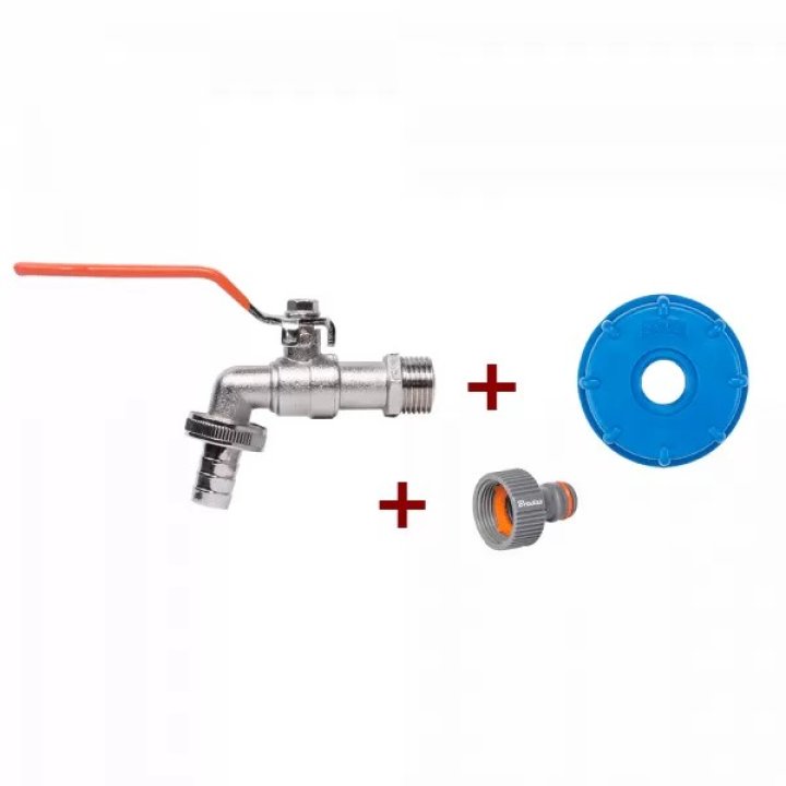 Set conector IBC cu robinet metalic 1/2R pentru furtun de 1/2"