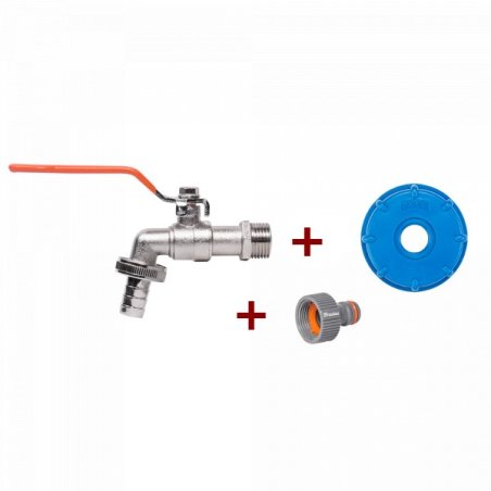 Set conector IBC cu robinet metalic 1/2R pentru furtun de 3/4"