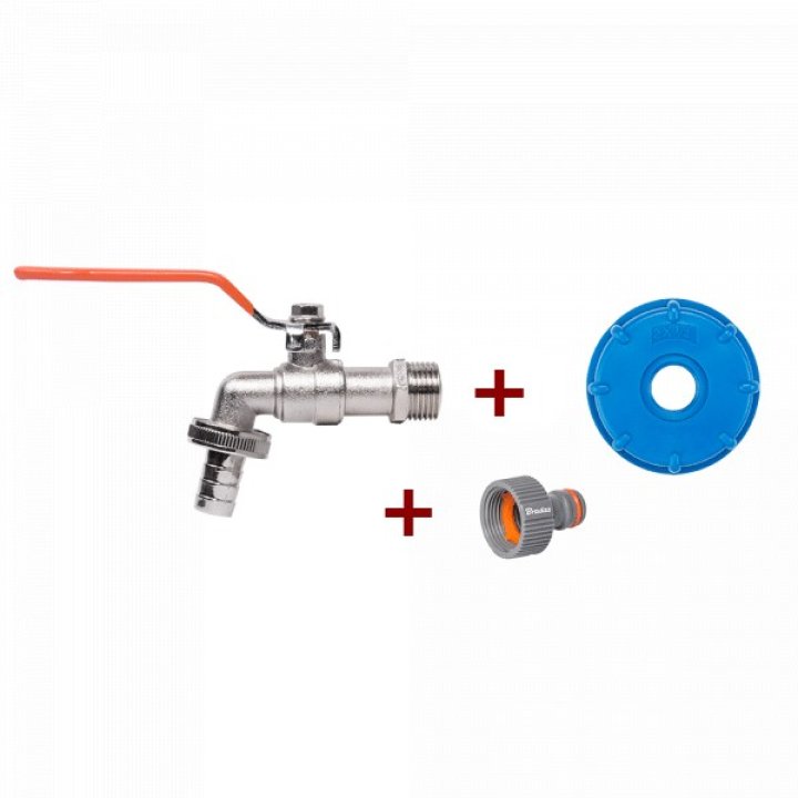 Set conector IBC cu robinet metalic 1/2R pentru furtun de 3/4"
