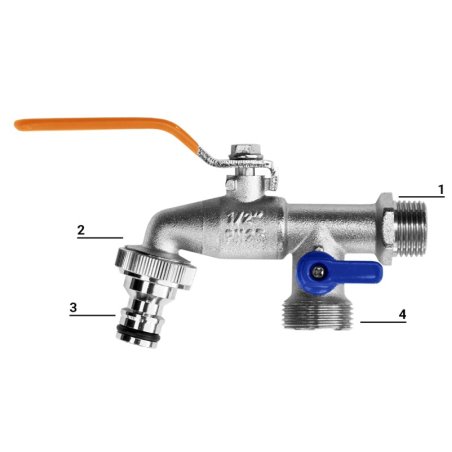 Robinet de grădină metalic cu două ieșiri și pârghie 3/4"KM