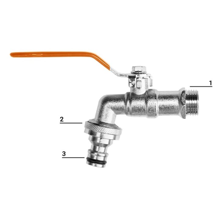 Robinet de grădină cu pârghie metalică 1/2" filet exterior x conector 1/2R