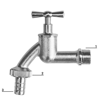 Robinet de grădină nichelat 1/2" cu conector pentru furtun de 12,5mm