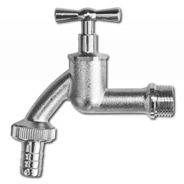 Robinet de grădină nichelat 3/4" cu conector pentru furtun de 19mm
