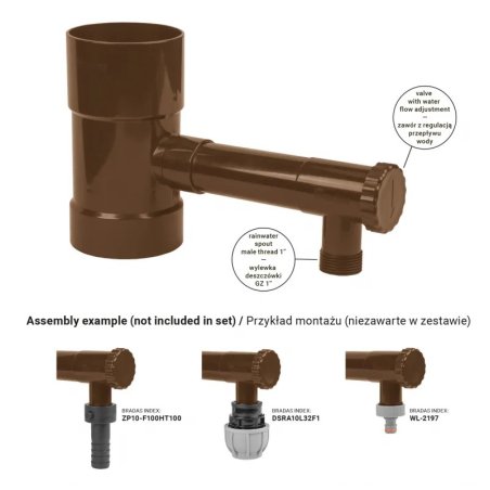 Colector de apă de ploaie BRADAS 90mm-bronz