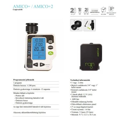 Controler RAIN AMICO+ cu 1 zonă, montabil pe robinet