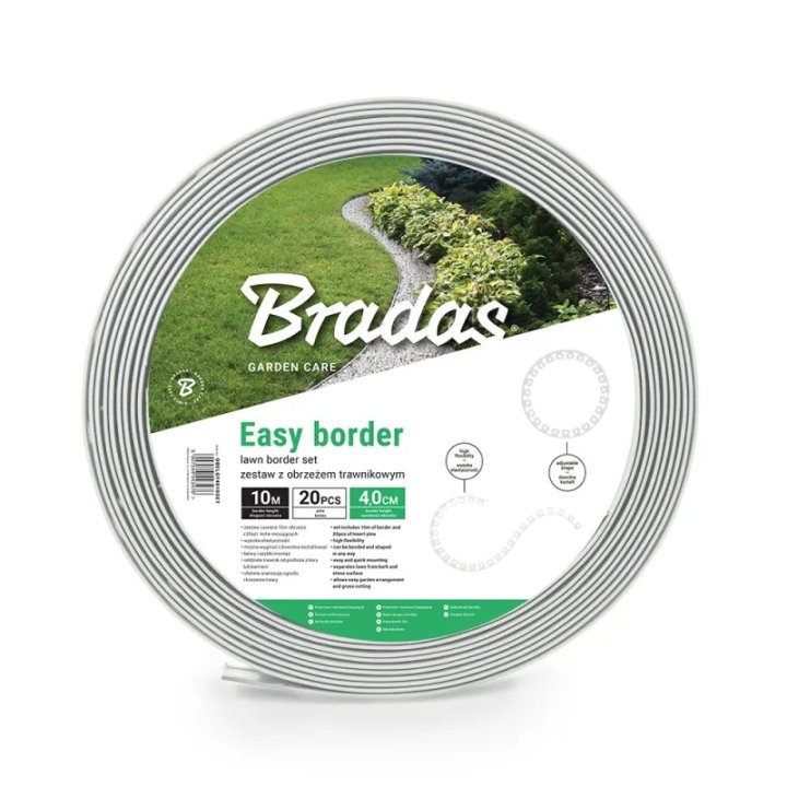Set bordură de grădină easy border 10m x 4cm gri deschis