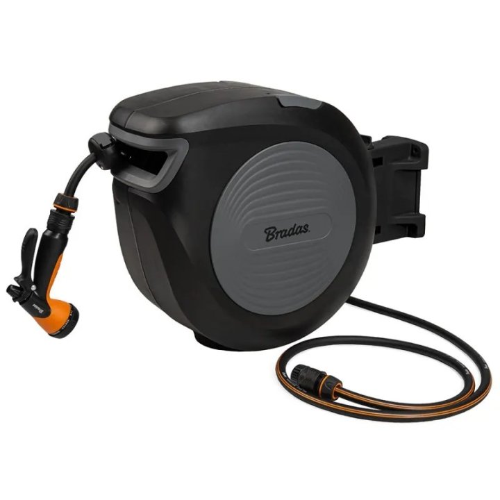 Suport automat pentru furtun Black Line 20m cu furtun 1/2" și accesorii