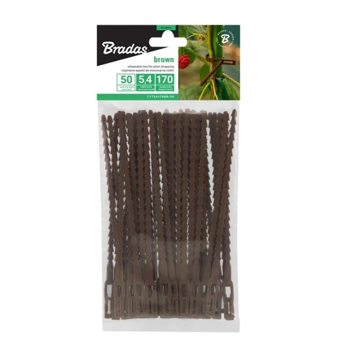 Colier de plastic reutilizabil pentru fixarea plantelor 170/5,4mm maro