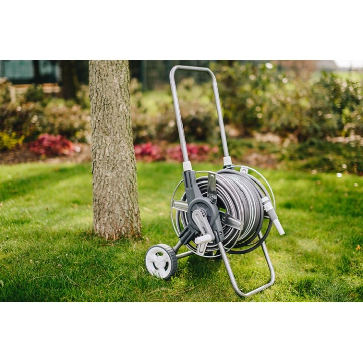Set cărucior pentru furtun WHITE SILVER PLUS cu furtun 30m 1/2"
