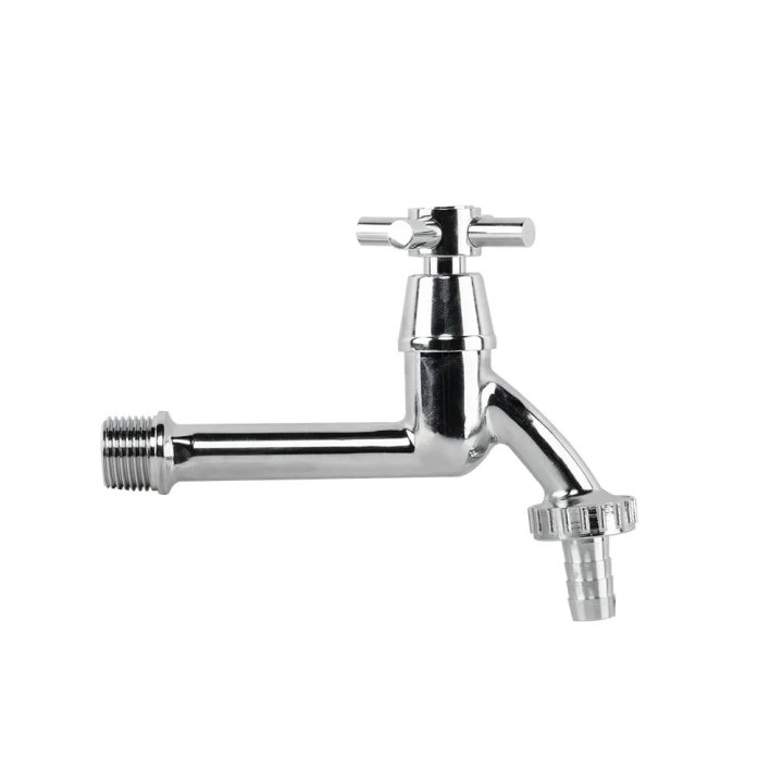 Robinet de grădină alungit nichelat 1/2" cu conector pentru furtun de 13mm