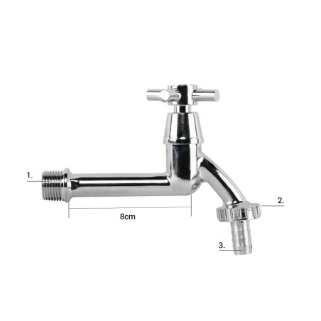 Robinet de grădină alungit nichelat 1/2" cu conector pentru furtun de 13mm