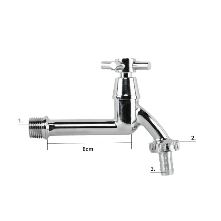 Robinet de grădină alungit nichelat 1/2" cu conector pentru furtun de 13mm