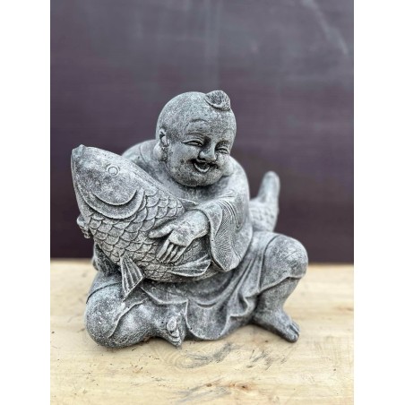 Statuie Happy Buddha & koi