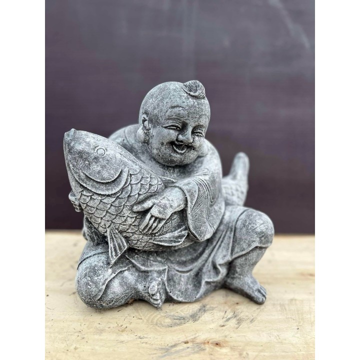 Statuie Happy Buddha & koi