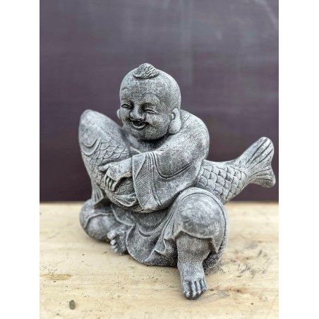 Statuie Happy Buddha & koi