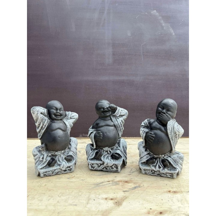 Set 3 buc. Happy Buddha (gri/negru)