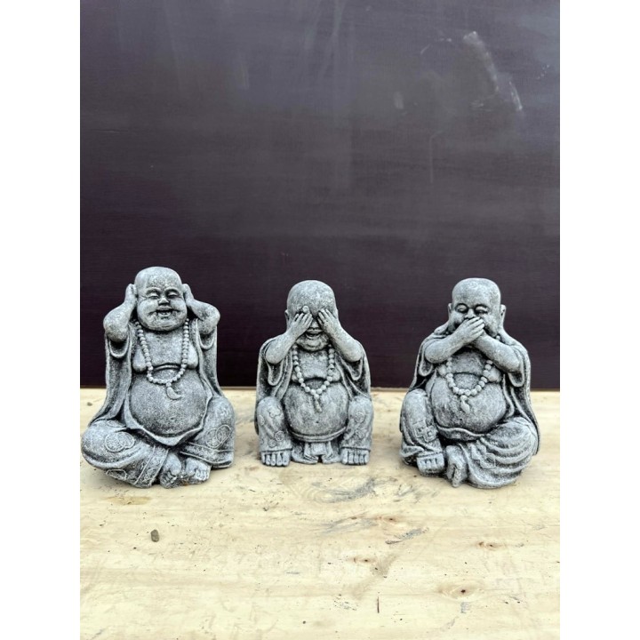Set 3 piese Happy Buddha 25cm (gri)