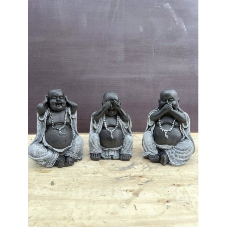 Set 3 piese Happy Buddha 25cm (gri/negru)