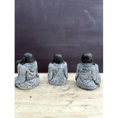 Set 3 piese Happy Buddha 25cm (gri/negru)
