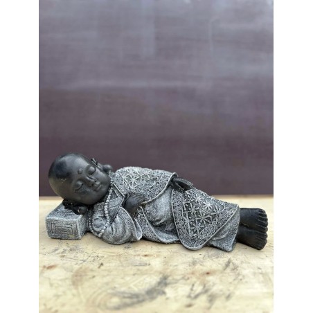 Buddha mic culcat (negru/gri)