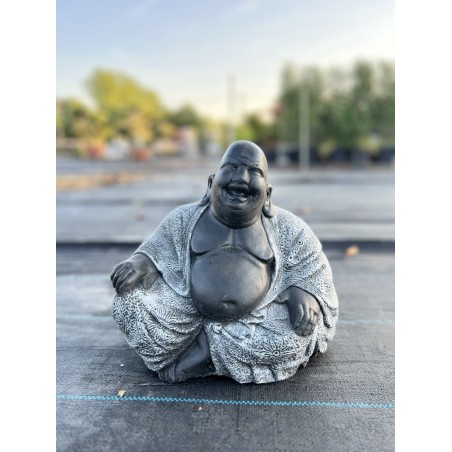 Buddha fericit șezând (negru/gri) 27cm