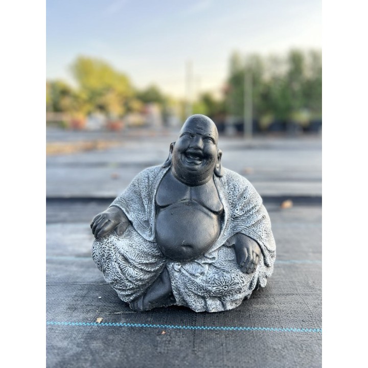 Buddha fericit șezând (negru/gri) 27cm