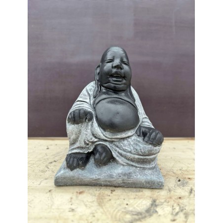 Buddha șezând fericit (negru/gri) 30cm