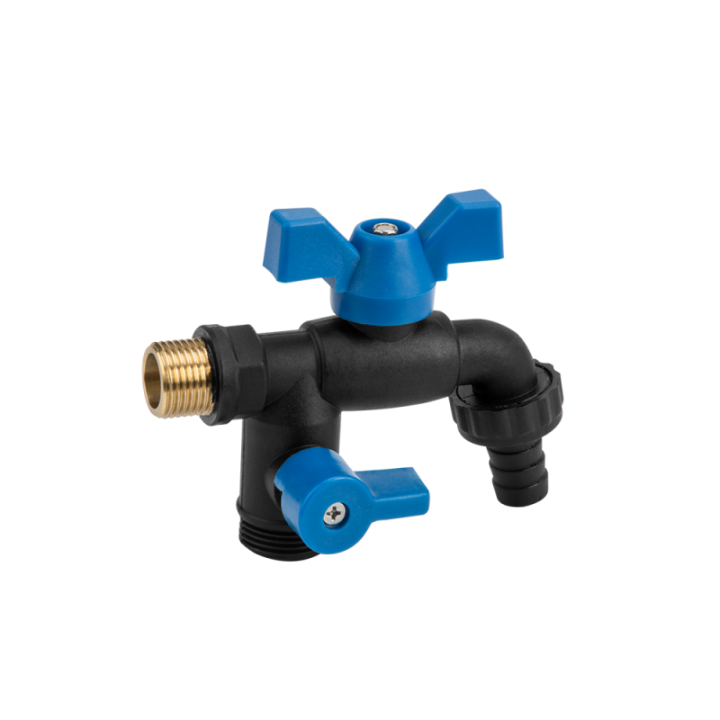 Robinet de grădină din plastic Black Raven cu ieșire dublă FE 3/4"