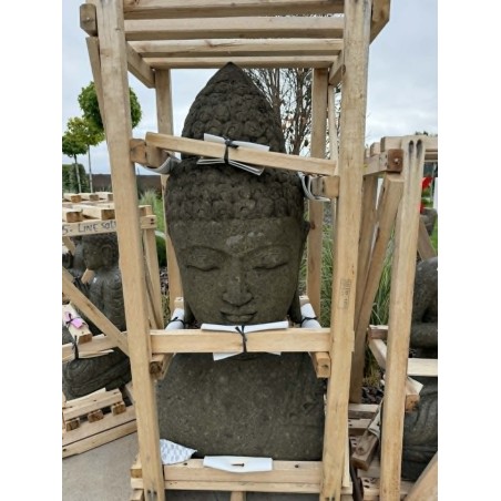 Statuie cap de Buddha 130cm (piatră naturală verde) (4)