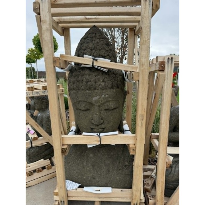 Statuie cap de Buddha 130cm (piatră naturală verde) (4)