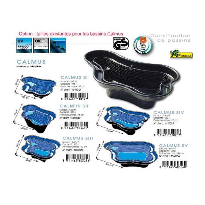 Bazin prefabricat de plastic CALMUS SIII 350 L