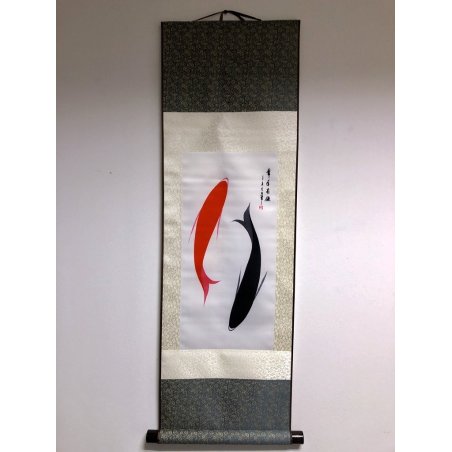 Rola de pânză tablou cu doi pești 90x30cm - fish-farm.ro