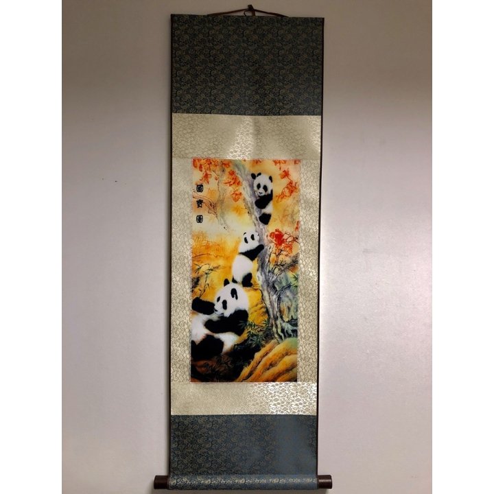 Rola de pânză tablou Trei panda 90x30cm - fish-farm.ro