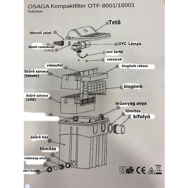Filtru iaz gravitational Osaga OTF 8001 cu lampa UV 18W