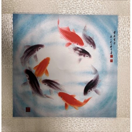 Rola de pânză tablou cu pești 45x45cm  - fish-farm.ro