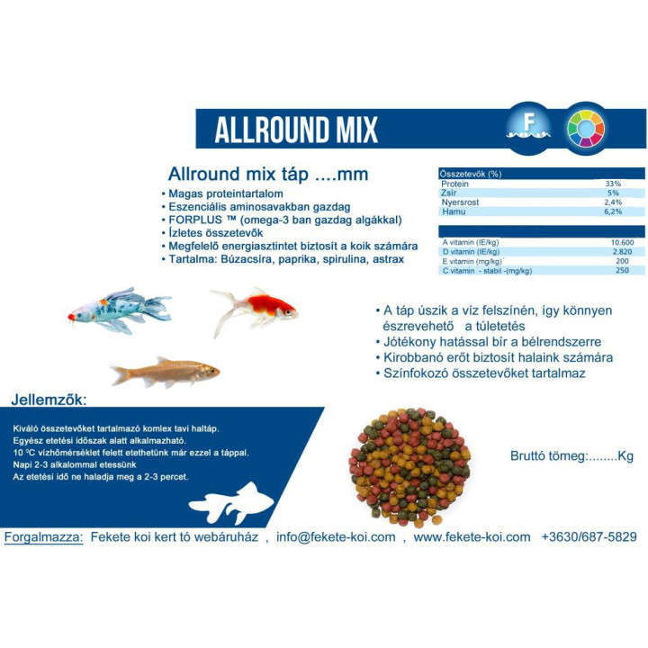 Hrana Allround Mix 6mm (Rosu-Maro-verde) (1Kg)