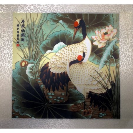 Rola de pânză tablou cu pasari macara 45x45cm - fish-farm.ro