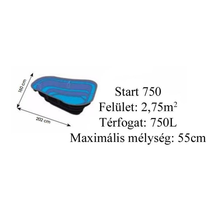 Bazin prefabricat de plastic 750 L, iaz prefabricat