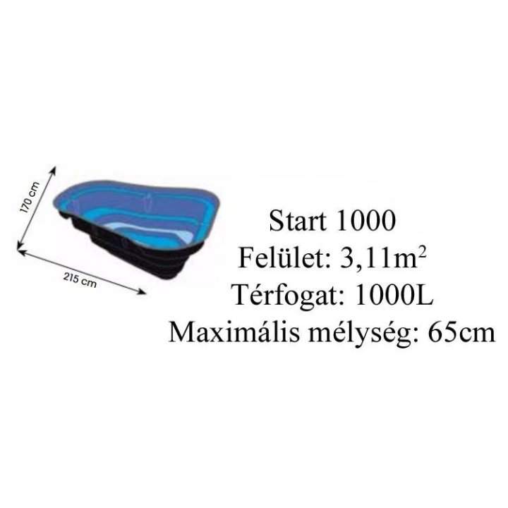 Bazin prefabricat de plastic 1000 L, iaz prefabricat