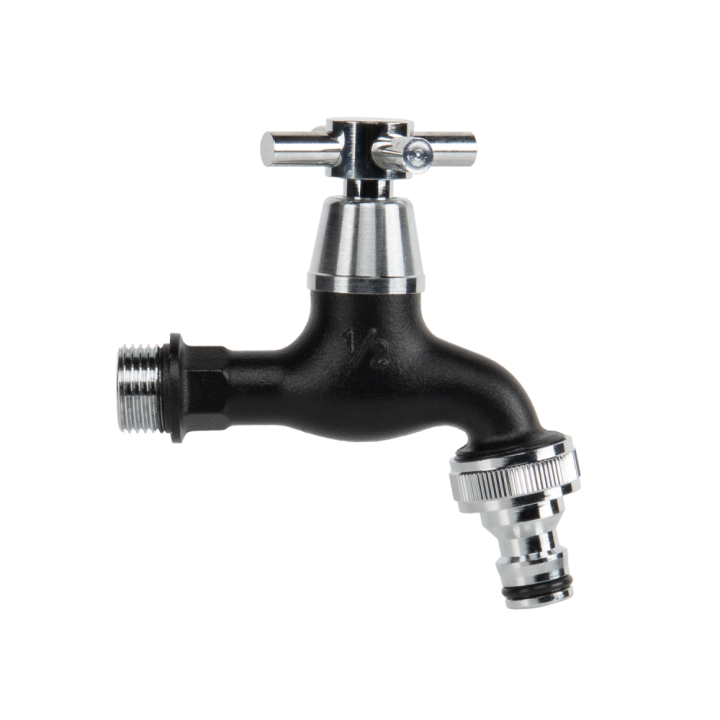 Robinet de grădină cromat-negru 3/4" KM - 3/4" KM cu racord rapid 1/2R (GKK0T3434BK)